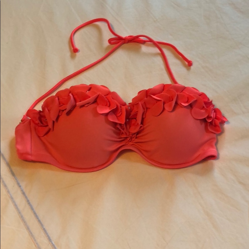 VS Pink Ruffle Bandeau Swim Top